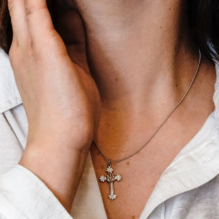 ITI NYC Fleur De Lis Cross Pendant in Sterling Silver