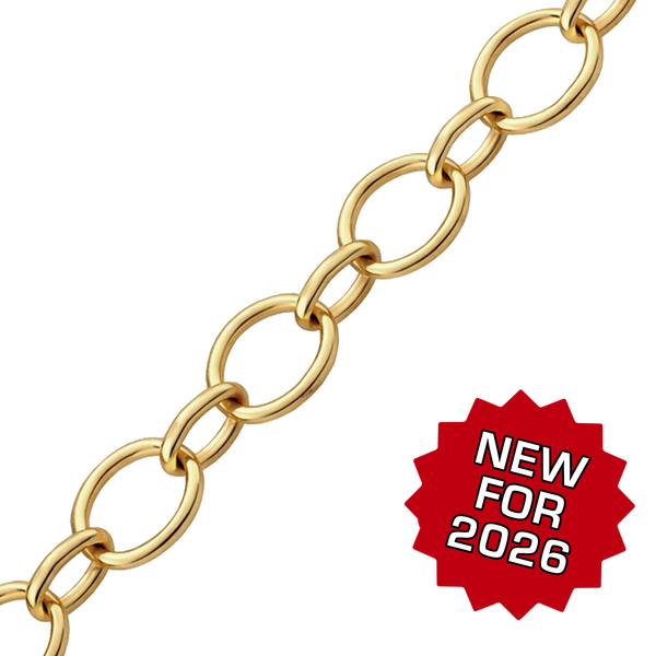Bulk / Spooled Alternating Round Link Cable Chain in 14K Gold-Filled (7.30 mm)