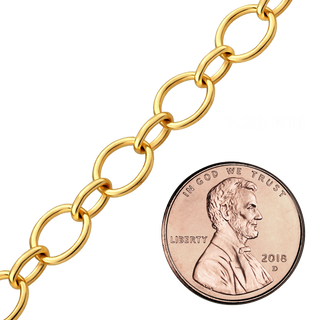 Bulk / Spooled Alternating Round Link Cable Chain in 14K Gold-Filled (7.30 mm)