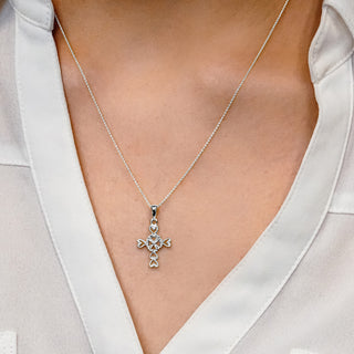 ITI NYC Filigree Heart Motif Cross Pendant in Sterling Silver