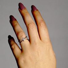 Load image into Gallery viewer, Stackable Stones Cross Ring with Infinity Design in 14K Gold
