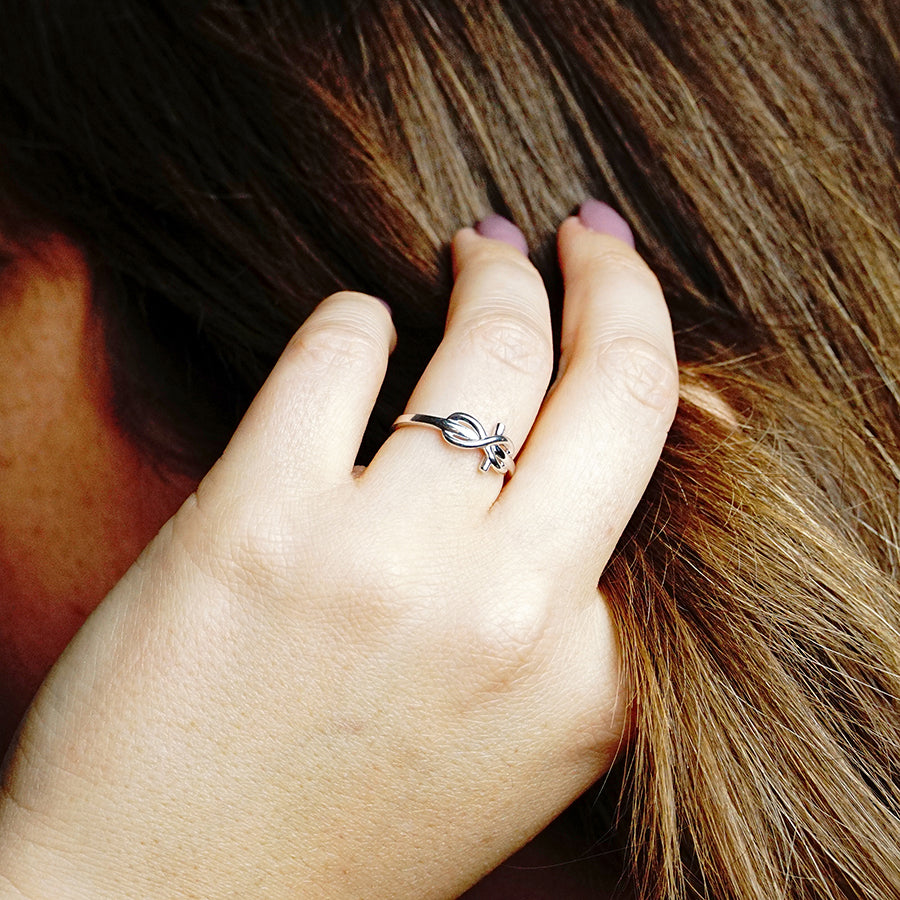 Infinity Cross Stackable Ring in Sterling Silver