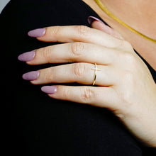 Load image into Gallery viewer, Stackable Sideways Cross Ring with Stones in 14K Gold
