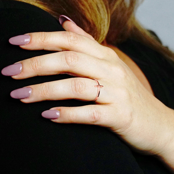 Stackable Sideways Cross Ring in Sterling Silver