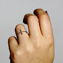 Load image into Gallery viewer, Bead Sideways Cross Stackable Ring in Sterling Silver
