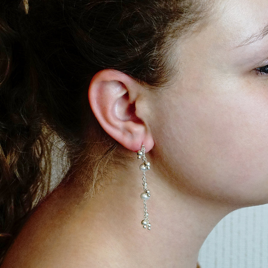 Handmade Fancy Ring Ring Chain Earrings (7.50 mm)