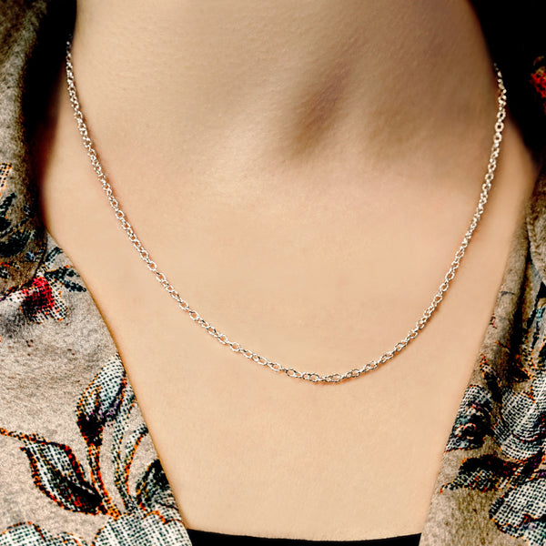 Foley Square Round Textured Cable Chain Necklace in Sterling Silver