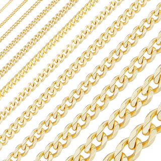 Bulk / Spooled Classic Curb Chain in 14K & 18K Yellow Gold (1.23 mm - 11.00 mm)