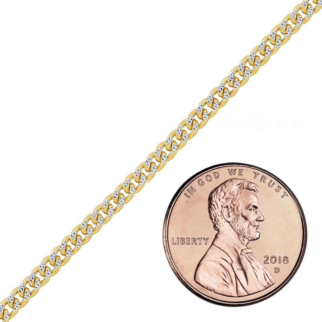 Bulk / Spooled Classic Curb Chain in 14K Two Tone Gold (2.40 mm - 3.40 mm)