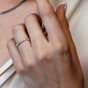 Bowery Curb Chain Ring in 14K White Gold