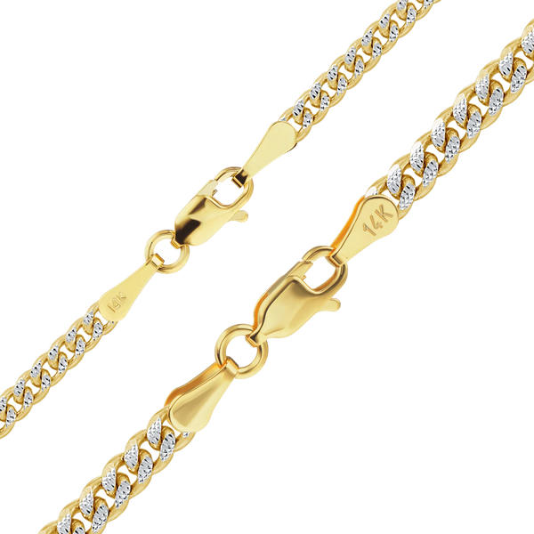 Bowery Curb Necklace in 14K Two Tone Gold