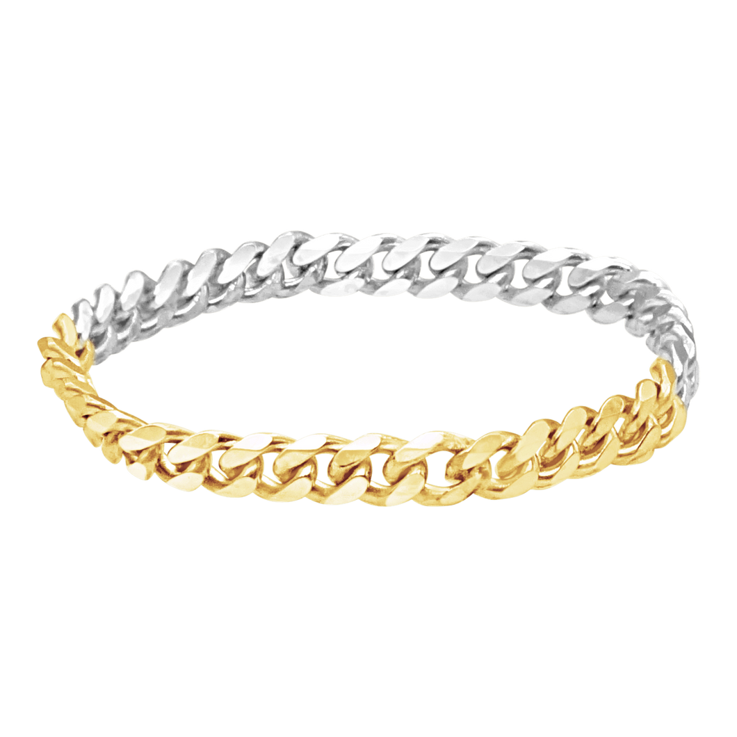 Bowery Curb Chain Ring in 14K Two-Tone Gold