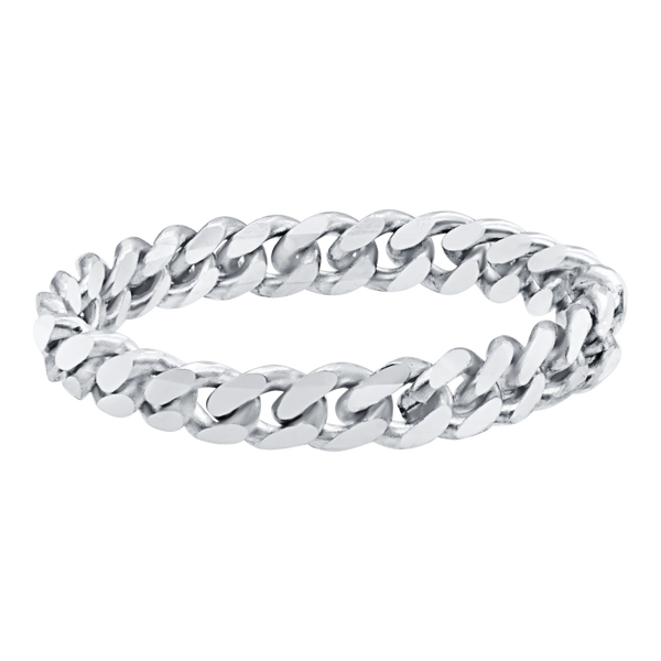 Bowery Curb Chain Ring in 14K White Gold