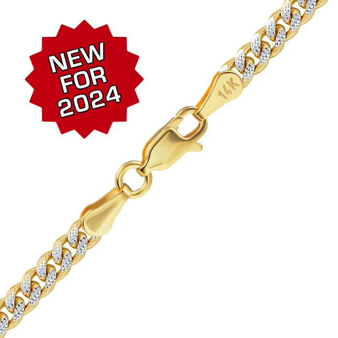 Bowery Curb Necklace in 14K Two Tone Gold