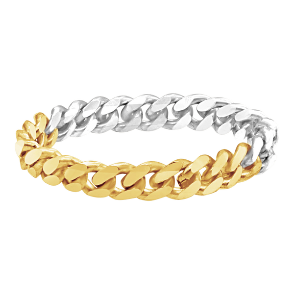 Bowery Curb Chain Ring in 14K Two-Tone Gold
