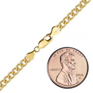 Finished Light Round Curb Anklet in 14K Gold-Filled