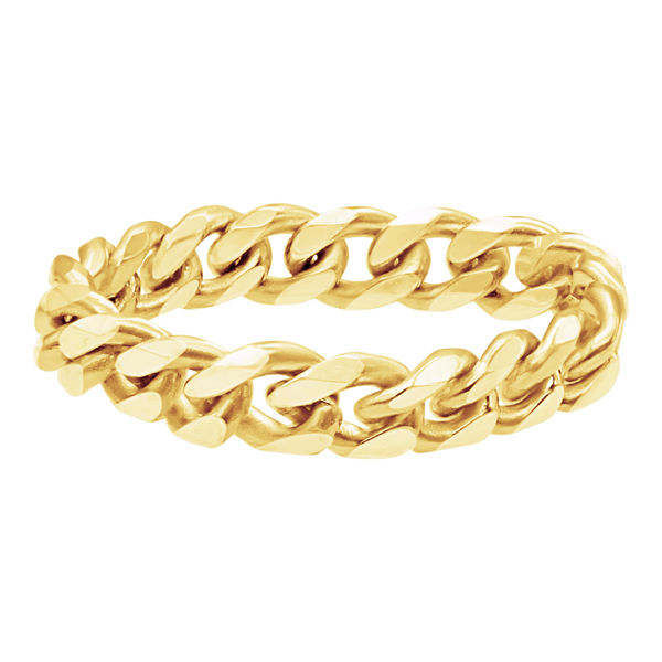 Bowery Curb Chain Ring in 14K Yellow Gold