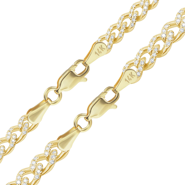 Bowery Curb Necklace with Pave Set Natural Diamonds in 14K Yellow Gold
