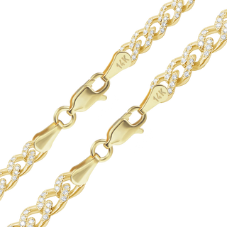 Bowery Curb Necklace with Pave Set Natural Diamonds in 14K Yellow Gold