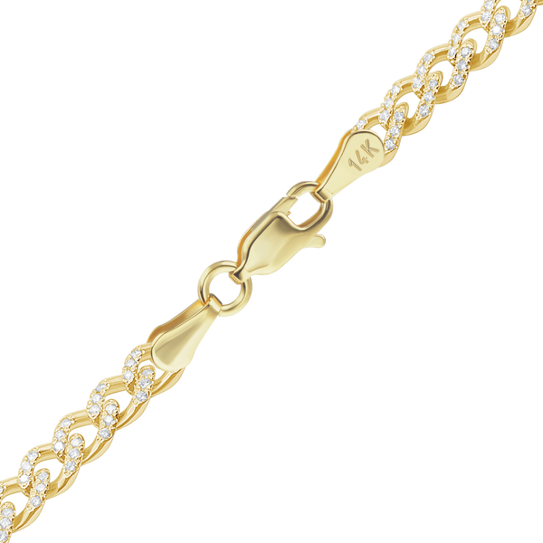 Bowery Curb Bracelet with Pave Set Lab Grown Diamonds in 14K Yellow Gold
