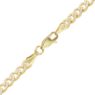 Bowery Curb Necklace with Pave Set Natural Diamonds in 14K Yellow Gold