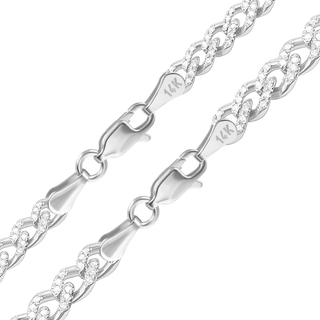 Bowery Curb Bracelet with Pave Set Lab Grown Diamonds in 14K White Gold