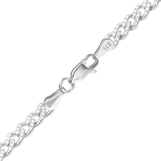 Bowery Curb Necklace with Pave Set Natural Diamonds in 14K White Gold