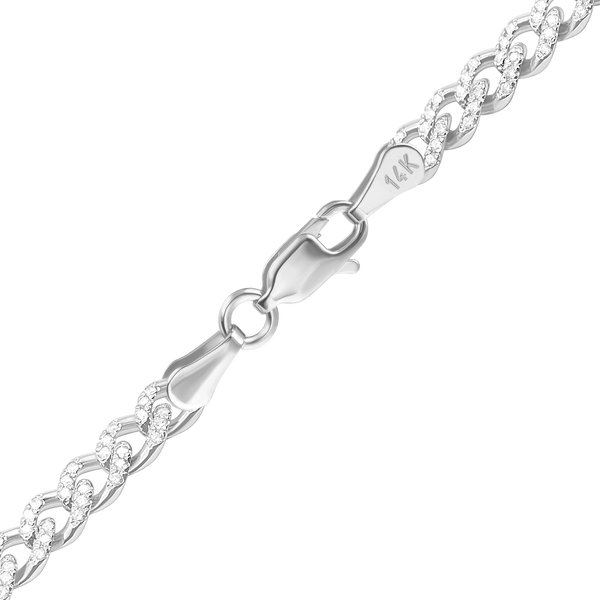 Bowery Curb Necklace with Pave Set Natural Diamonds in 14K White Gold