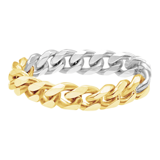 Bowery Curb Chain Ring in 14K Two-Tone Gold