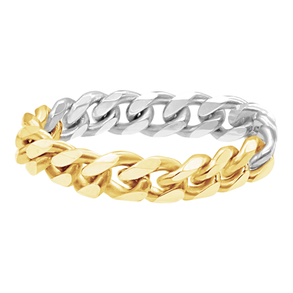 Bowery Curb Chain Ring in 14K Two-Tone Gold
