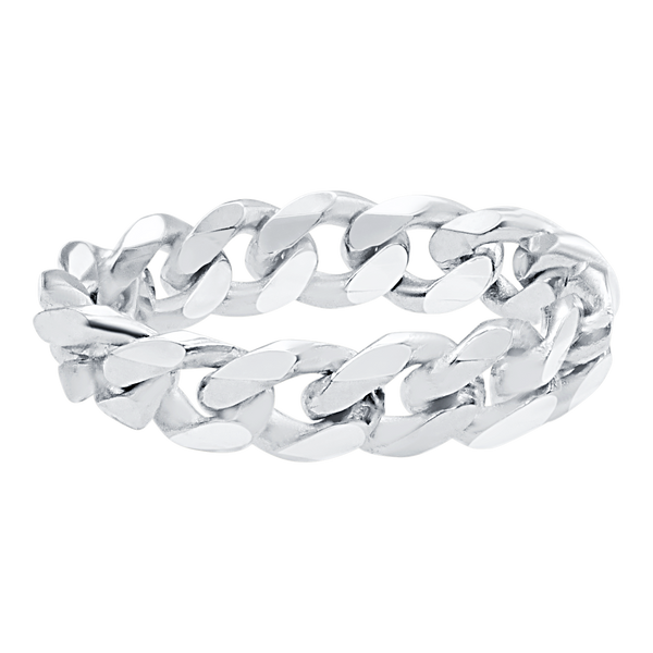Bowery Curb Chain Ring in 14K White Gold
