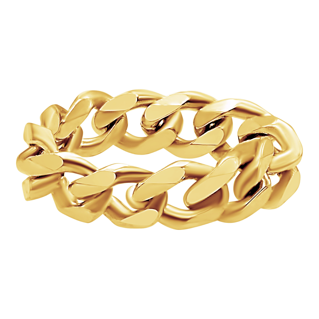Bowery Semi-Solid Curb Chain Ring in 14K Yellow Gold