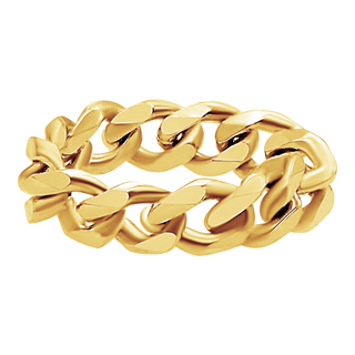 Bowery Semi-Solid Curb Chain Ring in 14K Yellow Gold