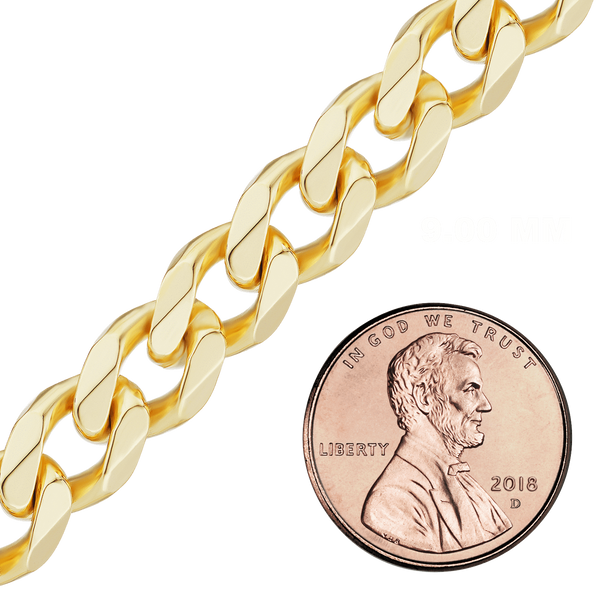 Bulk / Spooled Classic Curb Chain in 14K & 18K Yellow Gold (1.23 mm - 11.00 mm)