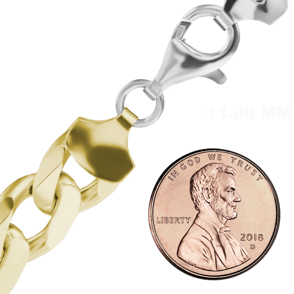 Bowery Curb Chain Necklace in Sterling Silver 18K Yellow Gold Two Tone Finish