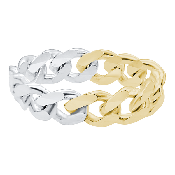 South Bowery Curb Chain Ring in Two Tone