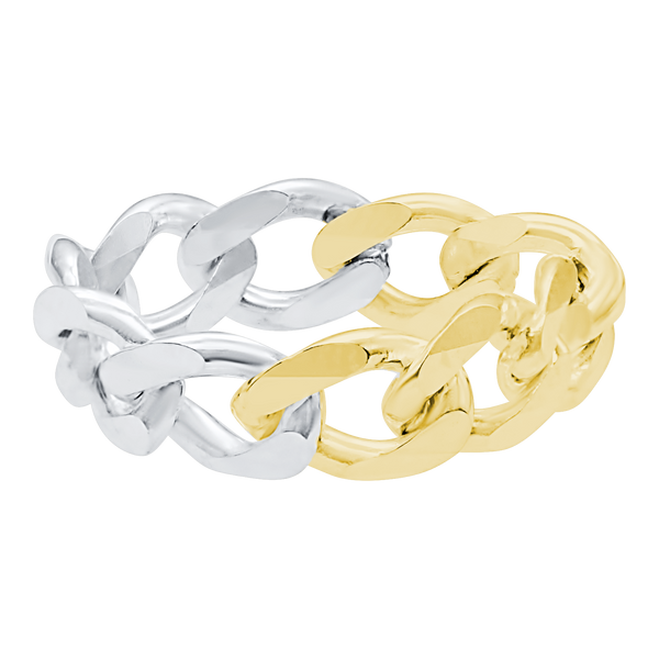 South Bowery Curb Chain Ring in Two Tone