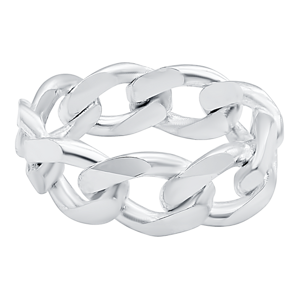 South Bowery Curb Chain Ring in Sterling Silver