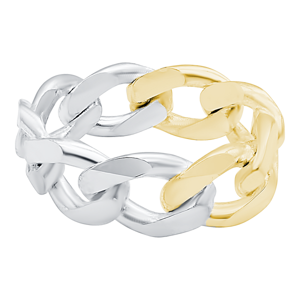 South Bowery Curb Chain Ring in Two Tone