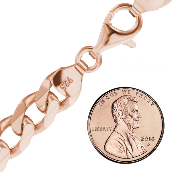 Bowery Curb Chain Necklace in Sterling Silver 18K Pink Gold Finish