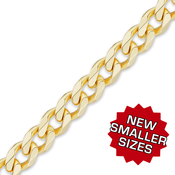 Bulk / Spooled Semi-Solid Curb Chain in 14K Yellow Gold (1.80 mm - 7.30 mm)