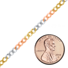 Load image into Gallery viewer, Bulk / Spooled Light Curb Chain in 14K Tri-Color Gold (Cuban) (2.80 mm)
