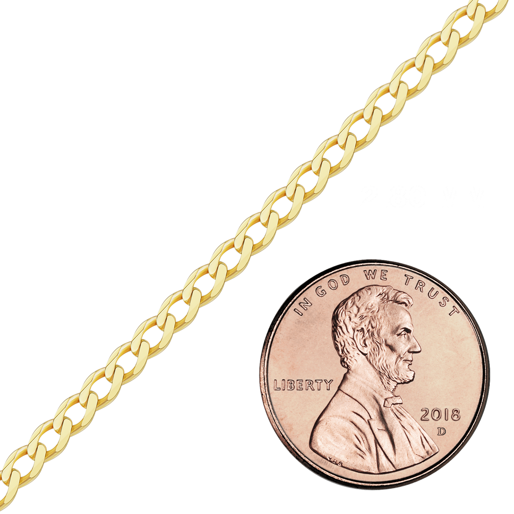 Bulk / Spooled Light Curb Chain in 14K Yellow Gold (Cuban) (2.80 mm - 7.30 mm)