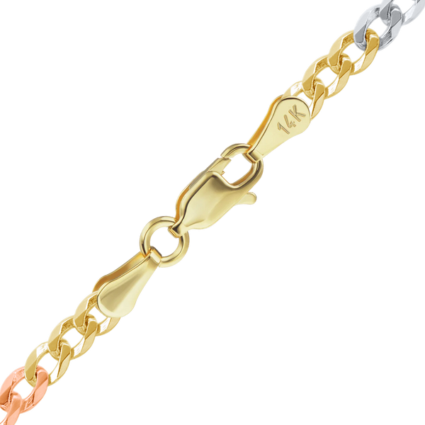 Light Bowery Curb Anklet in 14K Tri-Color Gold
