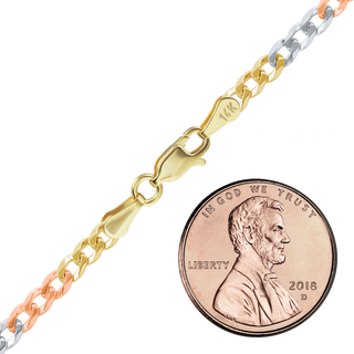 Light Bowery Curb Necklace in 14K Tri-Color Gold
