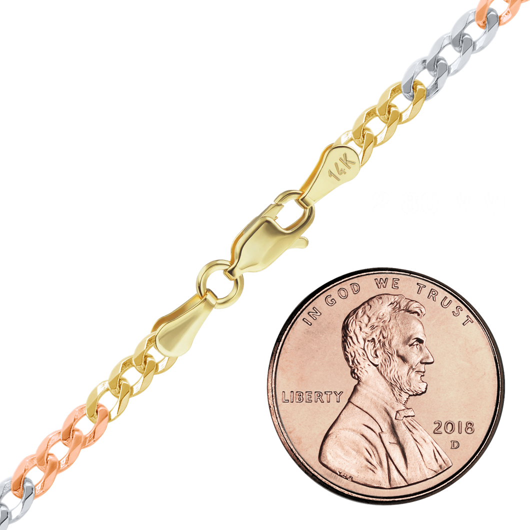 Light Bowery Curb Bracelet in 14K Tri-Color Gold