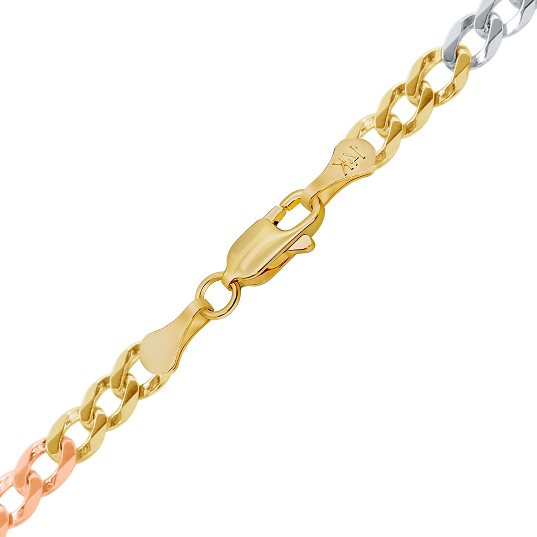 Light Bowery Curb Necklace in 14K Tri-Color Gold