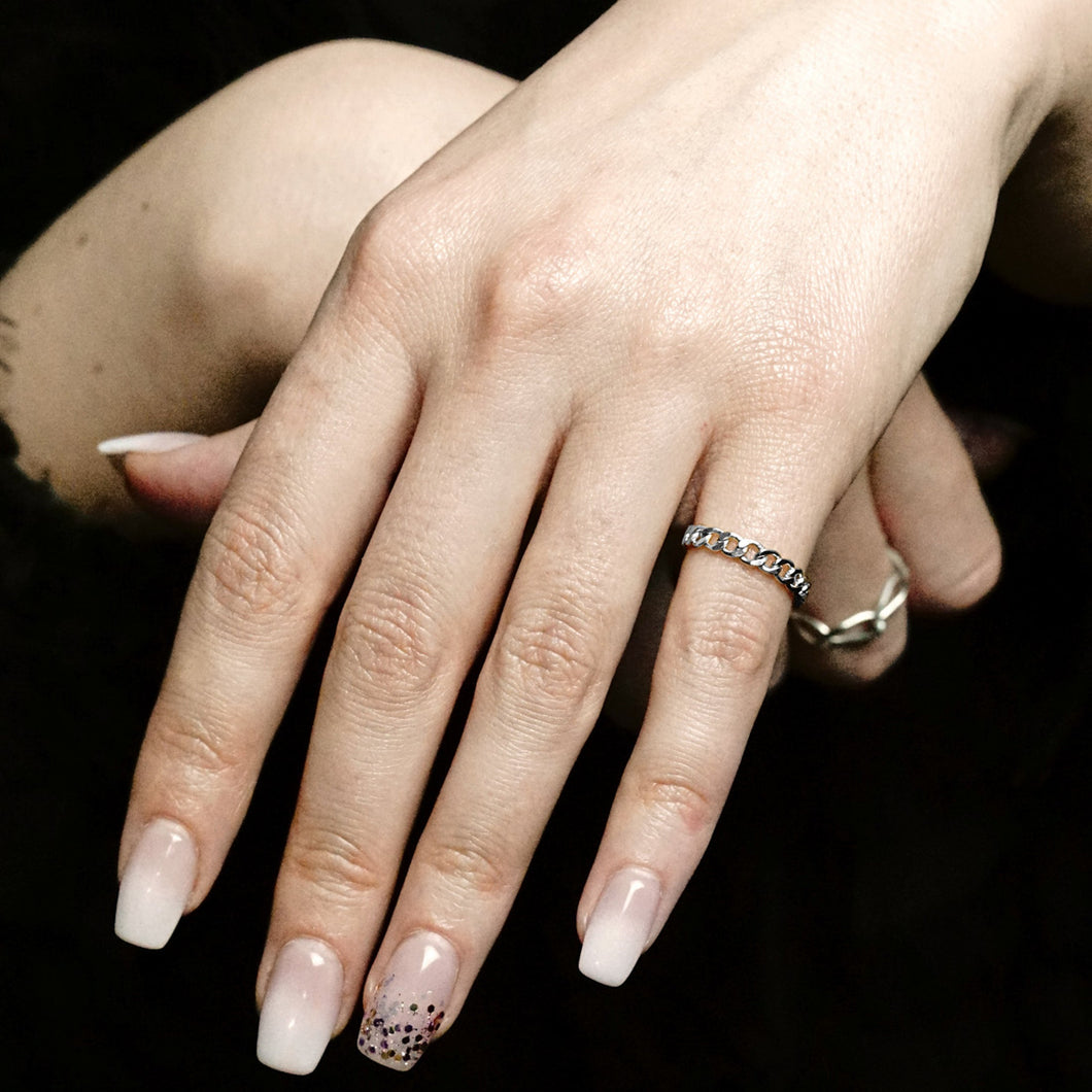 Bowery Curb Chain Ring in Sterling Silver