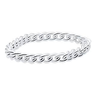 Bowery Curb Chain Ring in Sterling Silver