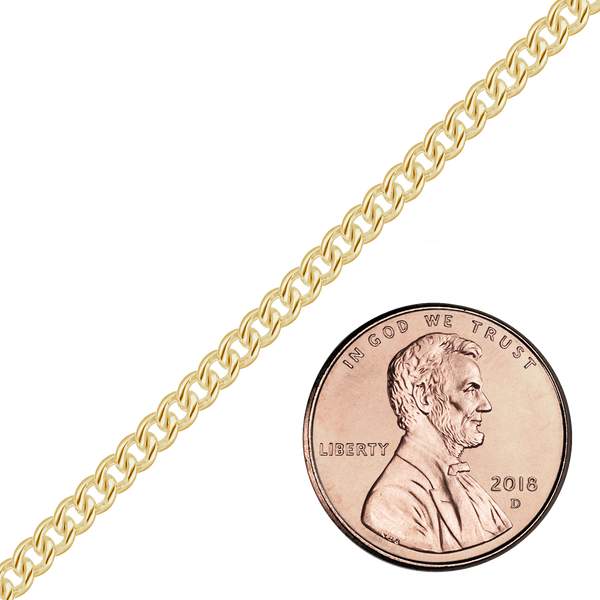 Bulk / Spooled Medium Round Curb Chain in 14K Yellow Gold (2.10 mm - 4.10 mm)